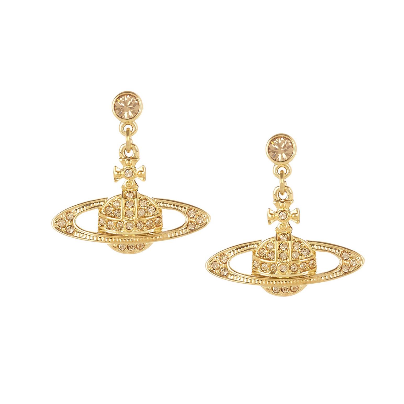 Vivienne Westwood Mini Bas Relief Drop Earrings Gold Light Colorado Topaz